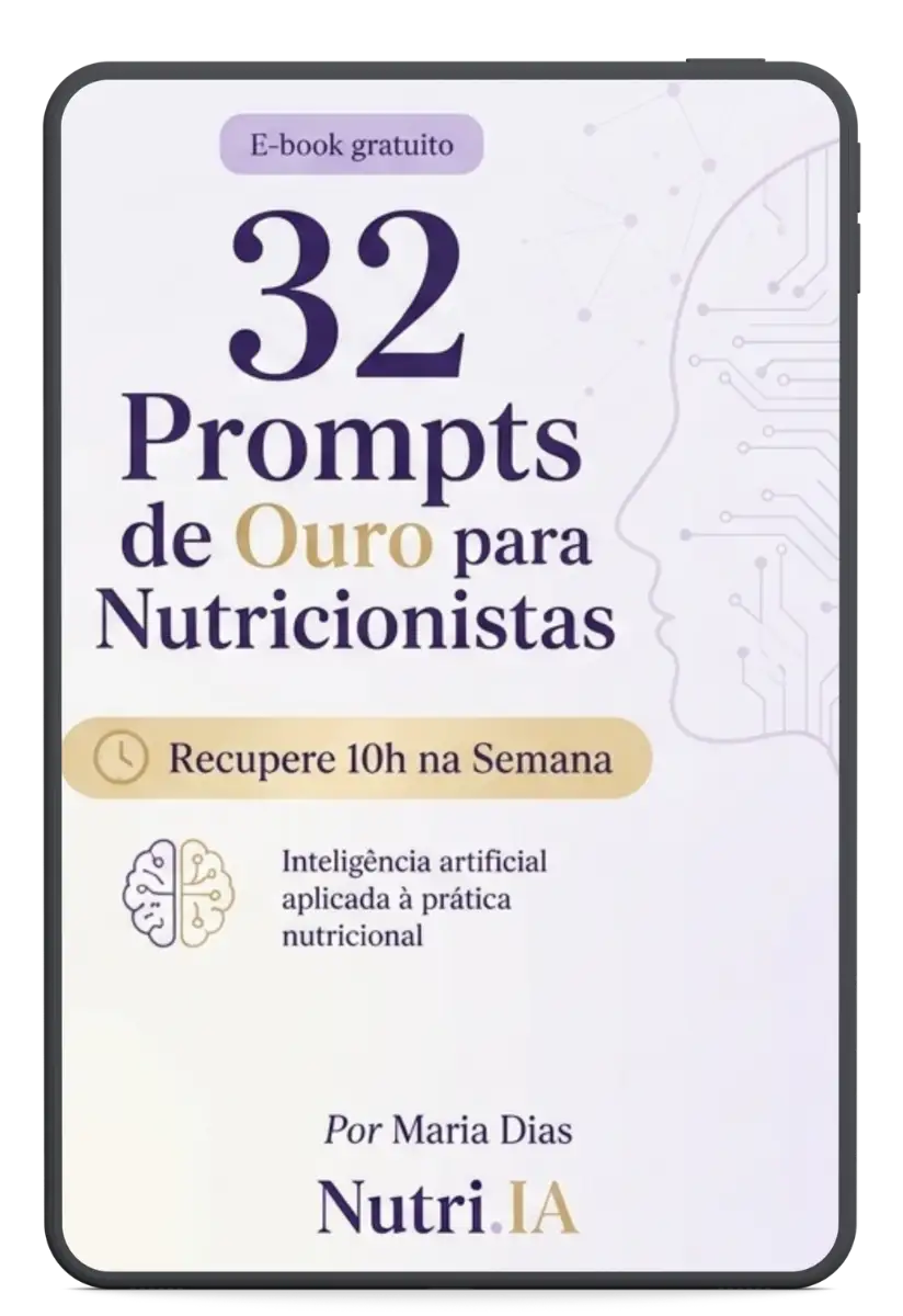 Mockup do e-book 32 Prompts de Ouro para Nutricionistas